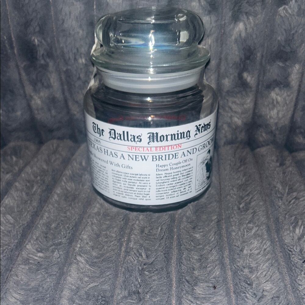 Wedding  Jar with Newspaper Print “Texas has a new Bride and Groom!” Design